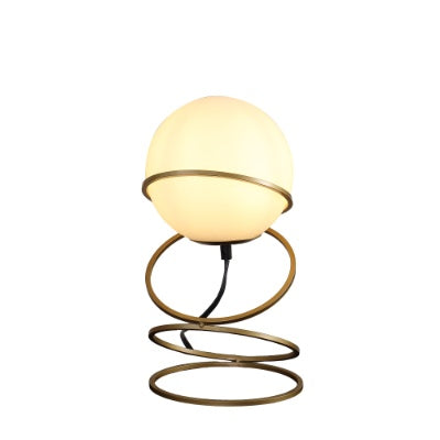 13.5" Glass Globe LED Table Lamp – Matte Gold Spiral Stand