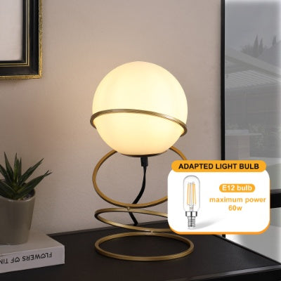 13.5" Glass Globe LED Table Lamp – Matte Gold Spiral Stand