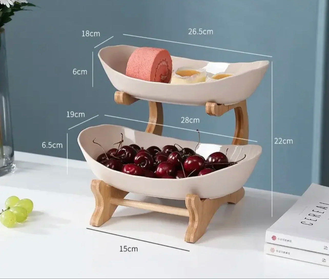 Multi-Layer Modern Wooden Dessert Plate