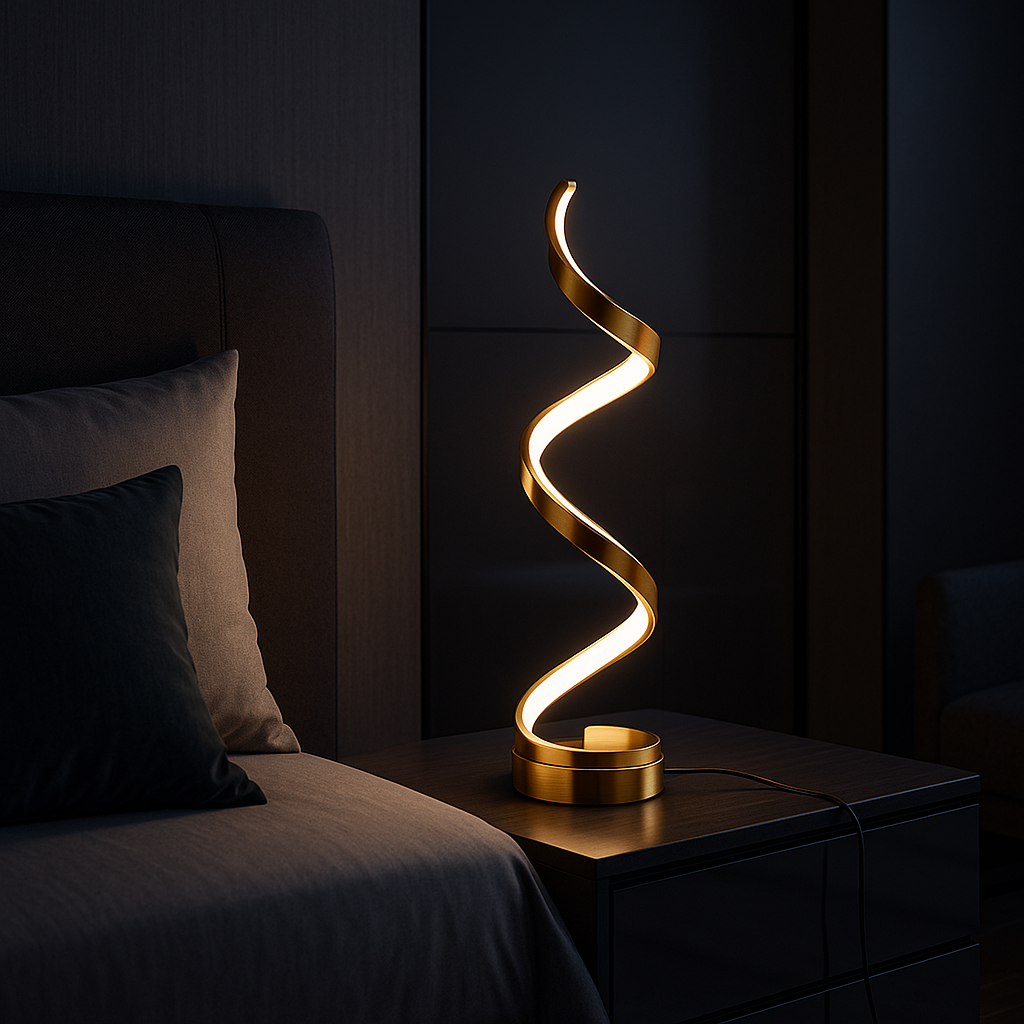 Modern LED Spiral Table Lamp – Luxury Home Decor