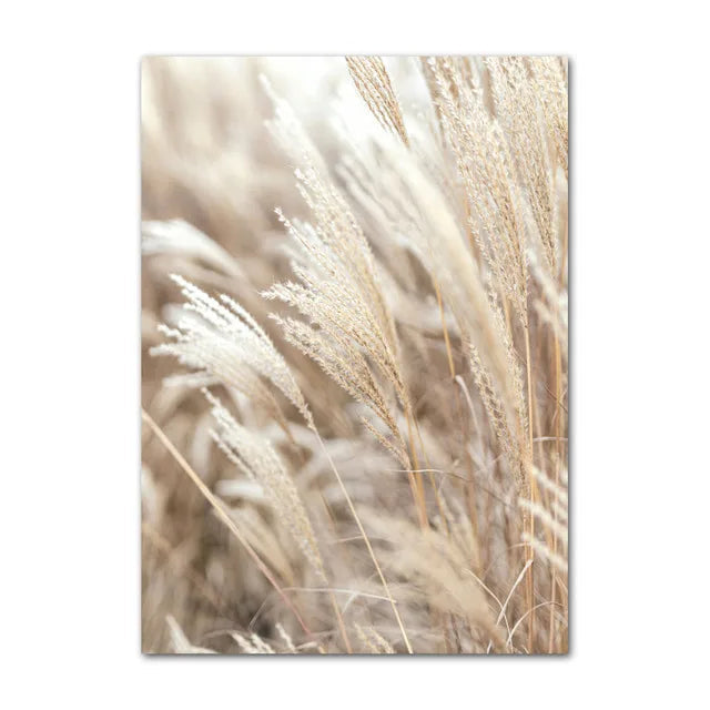 Beige Flower Grass Scenery Wall Art