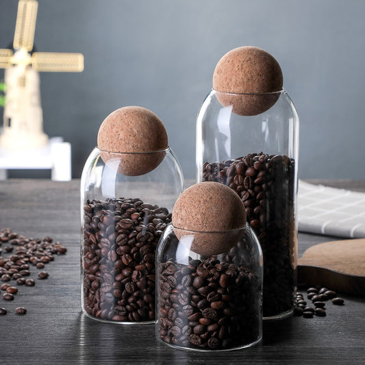 Premium Glass Storage Jar with Cork Lid (Set of 3 Jars)