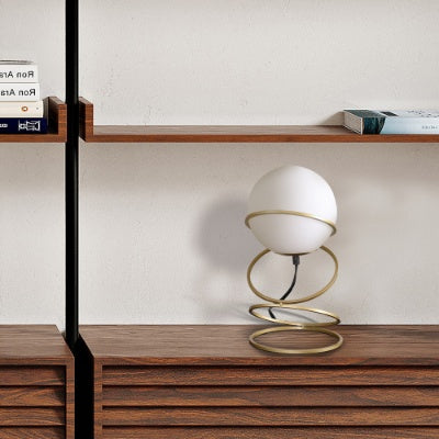 13.5" Glass Globe LED Table Lamp – Matte Gold Spiral Stand