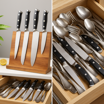 Magnetic Wooden Knife Holder | Aria Home Modern Kitchen Organizer