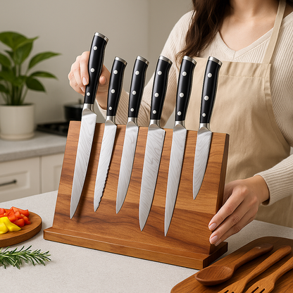 Magnetic Wooden Knife Holder | Aria Home Modern Kitchen Organizer