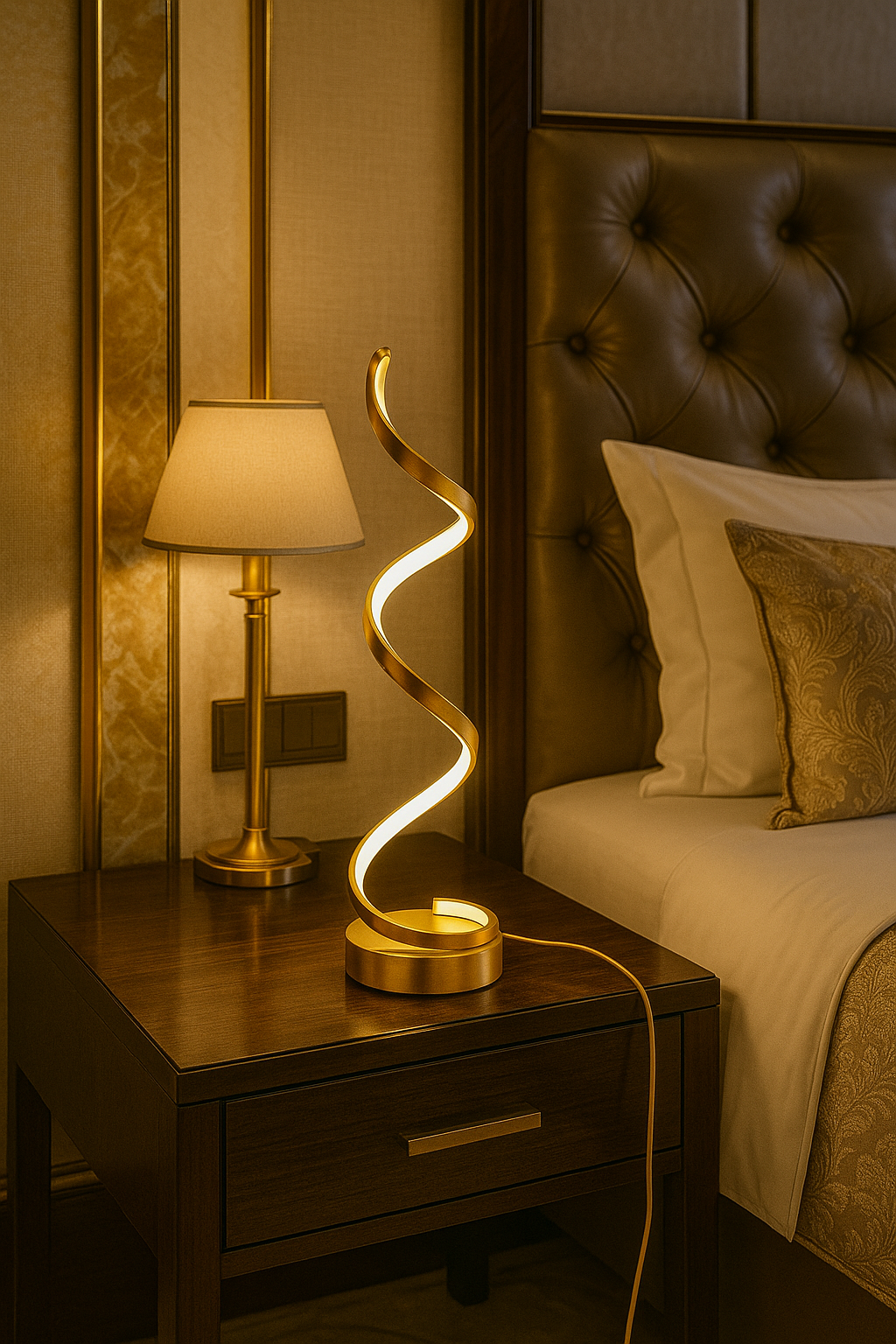 Modern LED Spiral Table Lamp – Luxury Home Decor