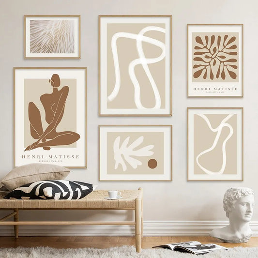 Boho Abstract Matisse Beige Wall Art