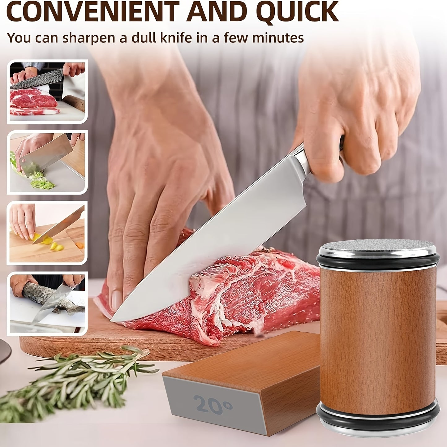 Rolling Knife Sharpener – Dual Diamond Grind Sharpener for Kitchen Knives | Aria Home