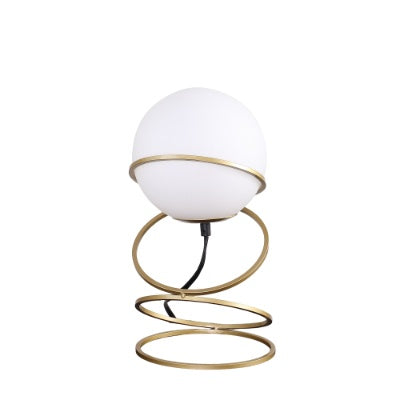 13.5" Glass Globe LED Table Lamp – Matte Gold Spiral Stand
